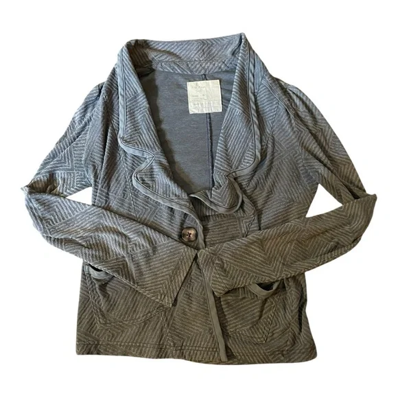 Free People Gray soft Blazer with Draped Collar. Zig zag pattern - Picture 2 of 7